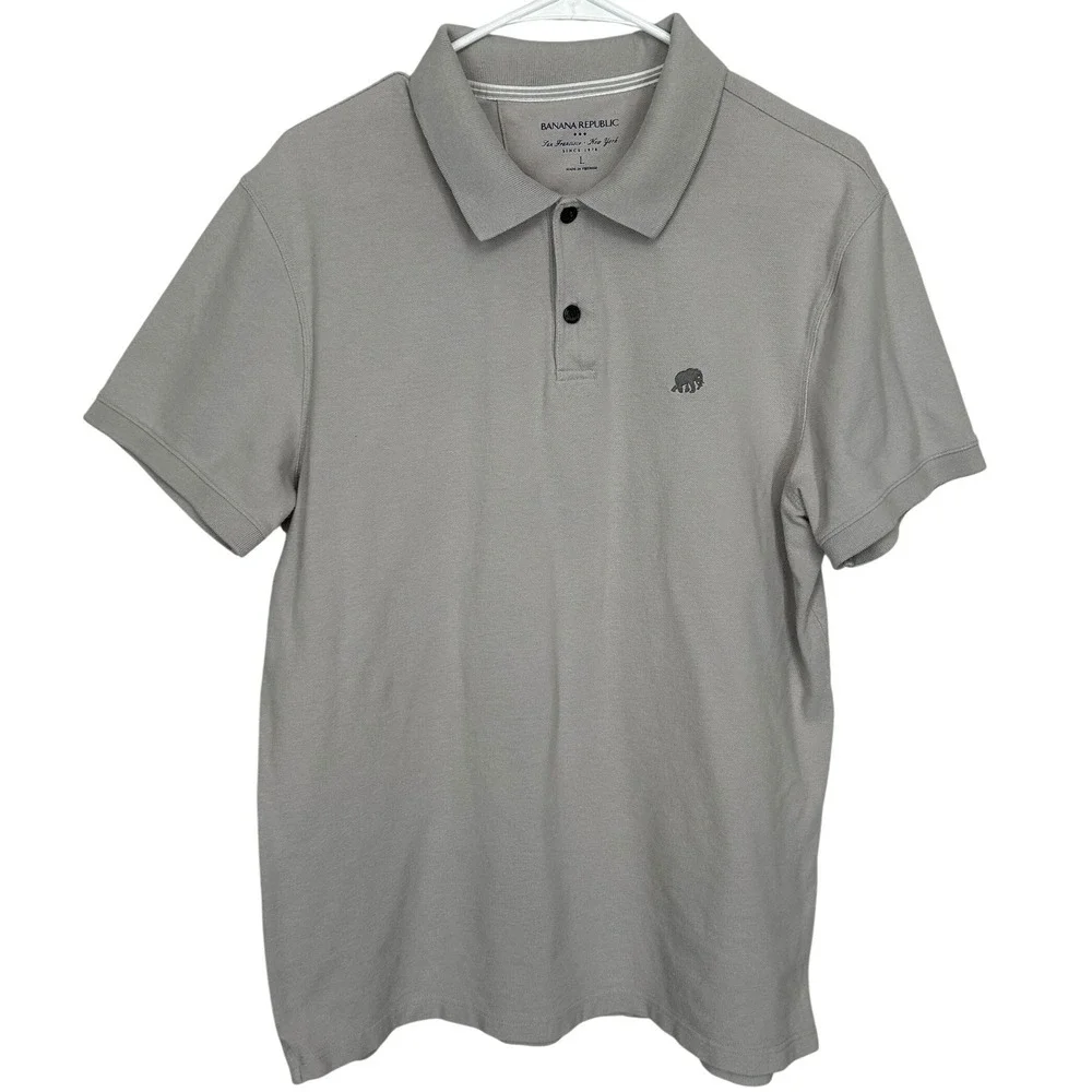 Banana Republic Light Gray Short-Sleeved Polo Shirt Men's‎ Size Large